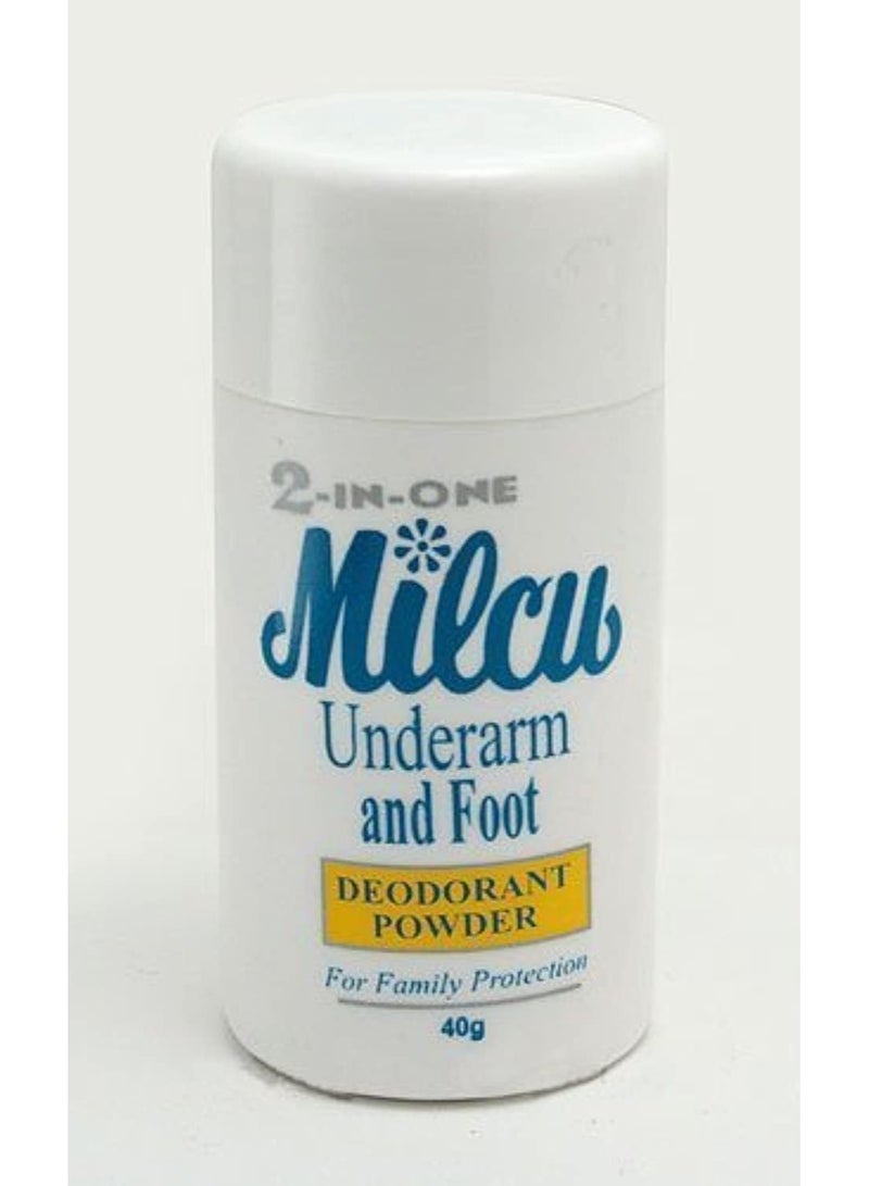 Milcu 2-in-1 Natural Underarm and Foot Deodorant Powder - 40g | Odor Protection & Sweat Control - Image 1